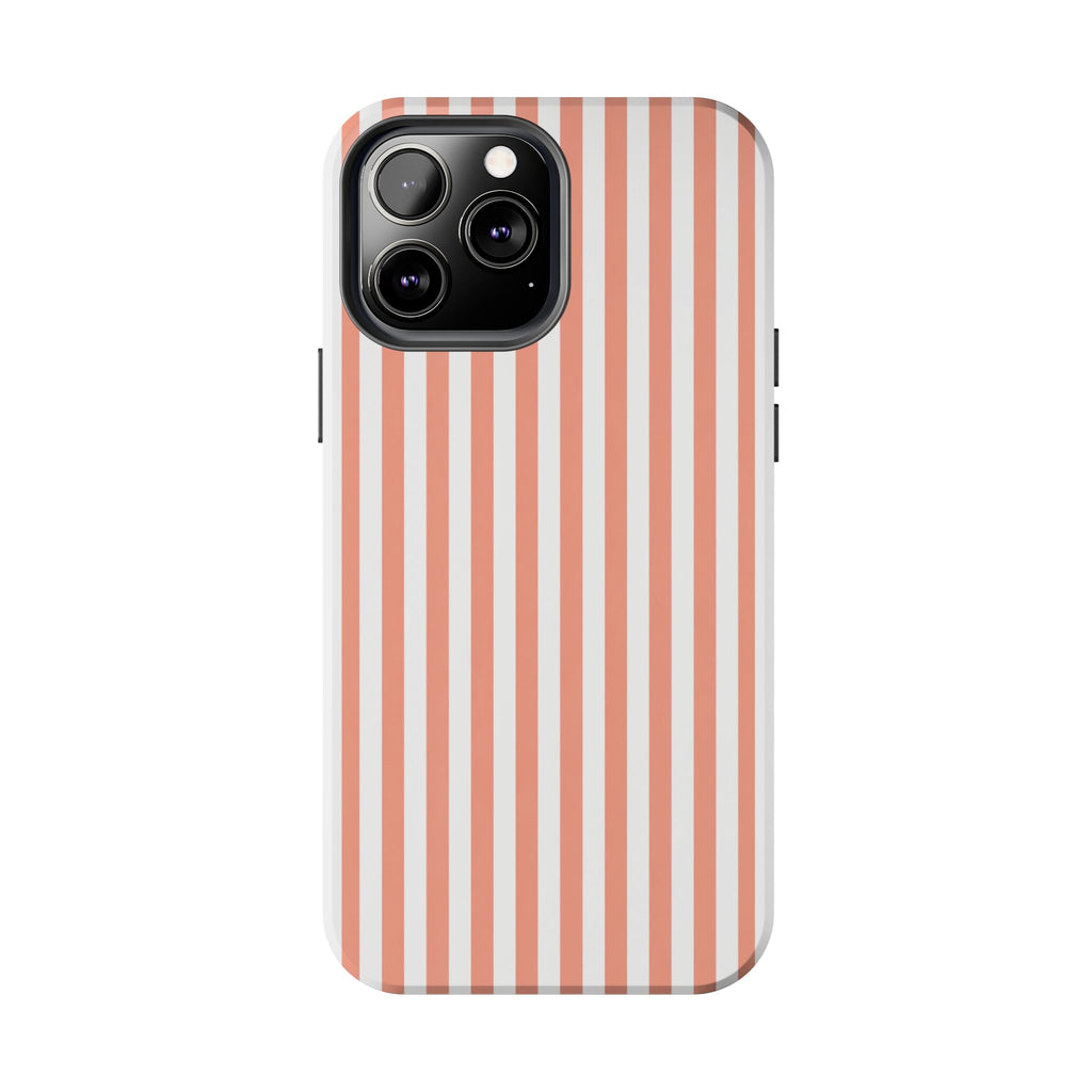 Coral Reef Striped Tough Phone Case | Coral & White Coastal iPhone Case