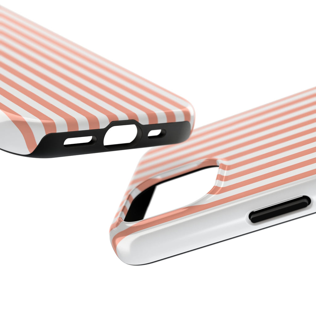 Coral Reef Striped Tough Phone Case | Coral & White Coastal iPhone Case