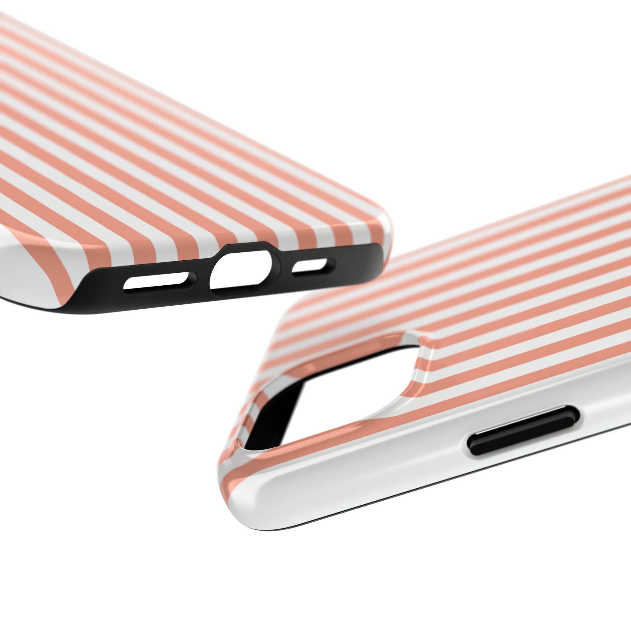 Coral Reef Striped Tough Phone Case | Coral & White Coastal iPhone Case
