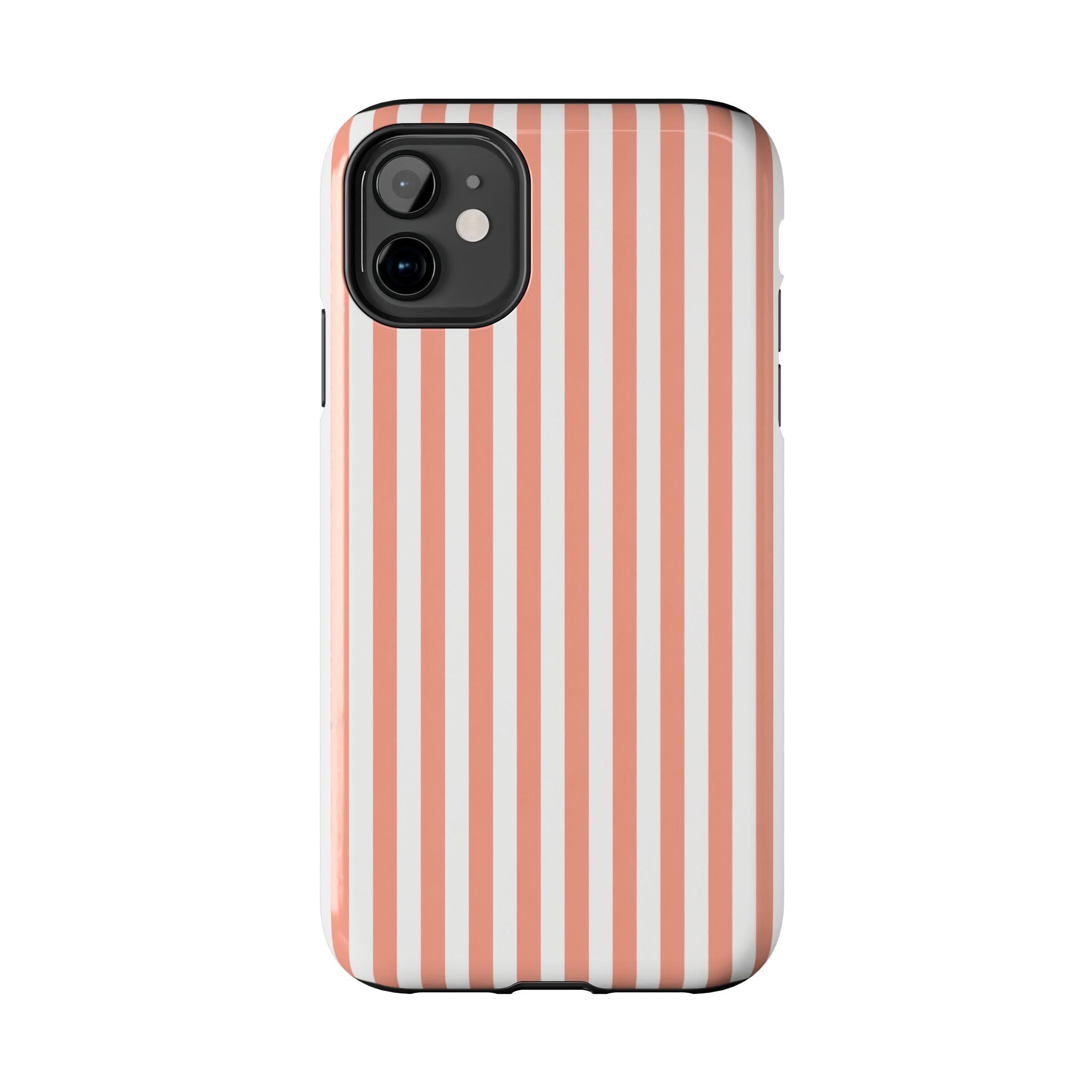 Coral Reef Striped Tough Phone Case | Coral & White Coastal iPhone Case