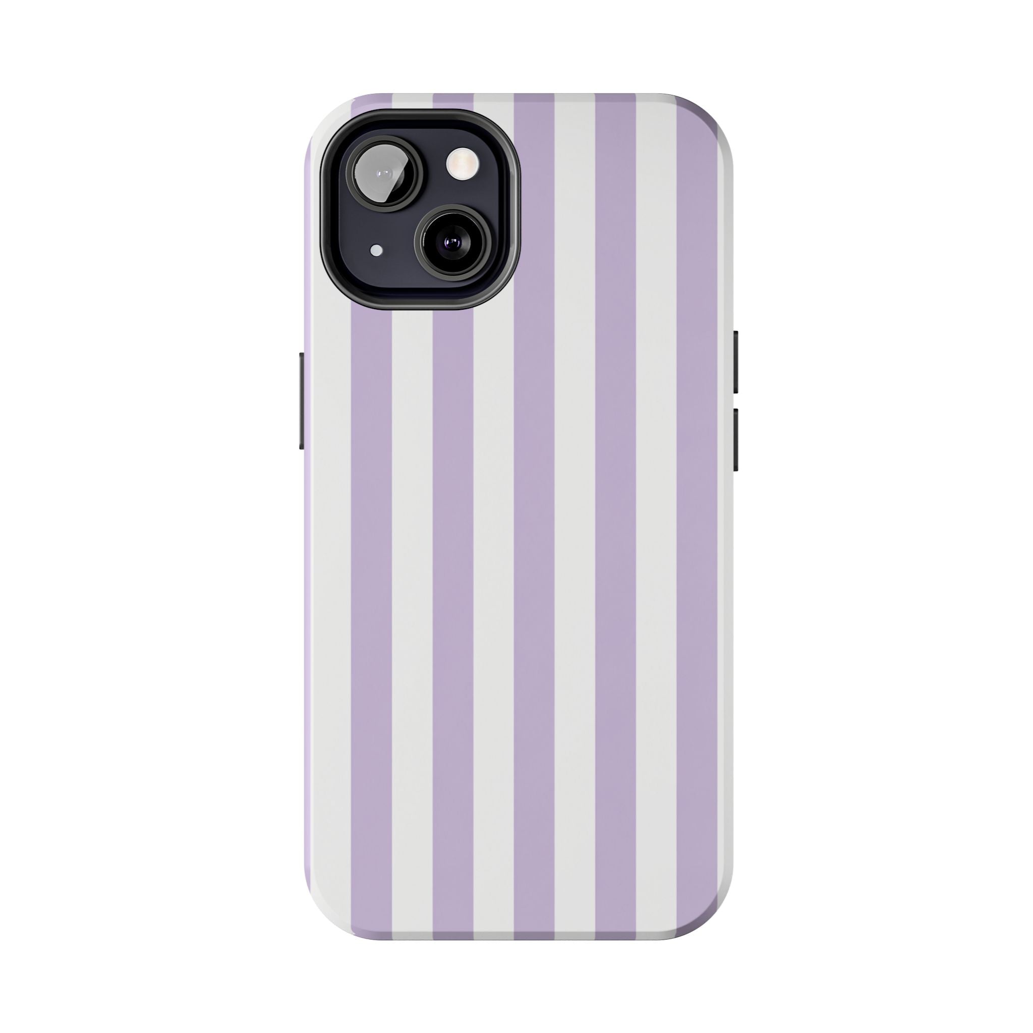 Lavender Mist Striped Tough Phone Case | Soft Purple & White Preppy iPhone Case