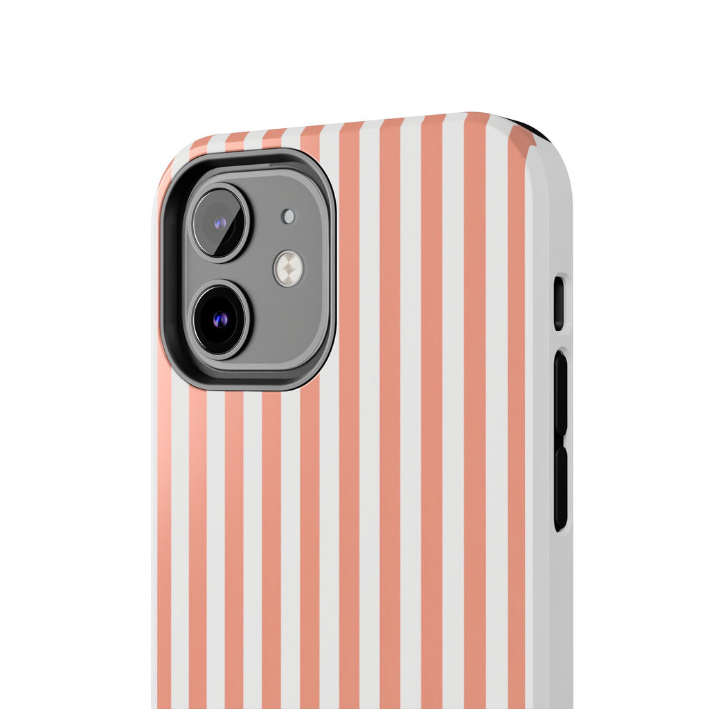 Coral Reef Striped Tough Phone Case | Coral & White Coastal iPhone Case