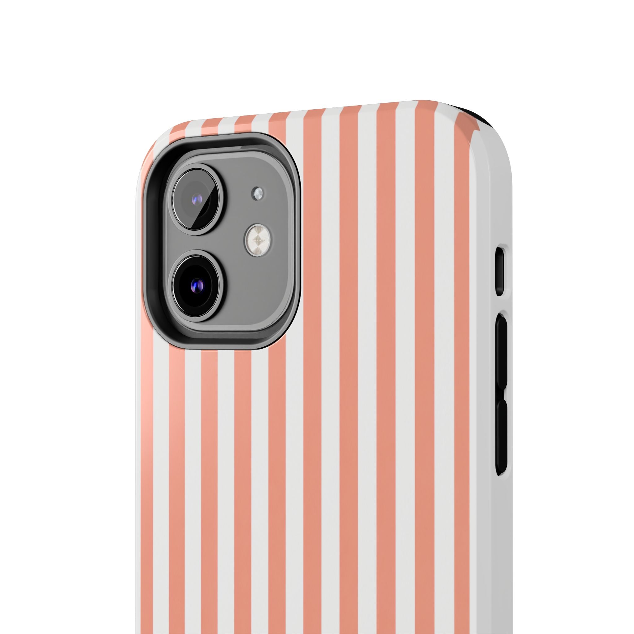 Coral Reef Striped Tough Phone Case | Coral & White Coastal iPhone Case