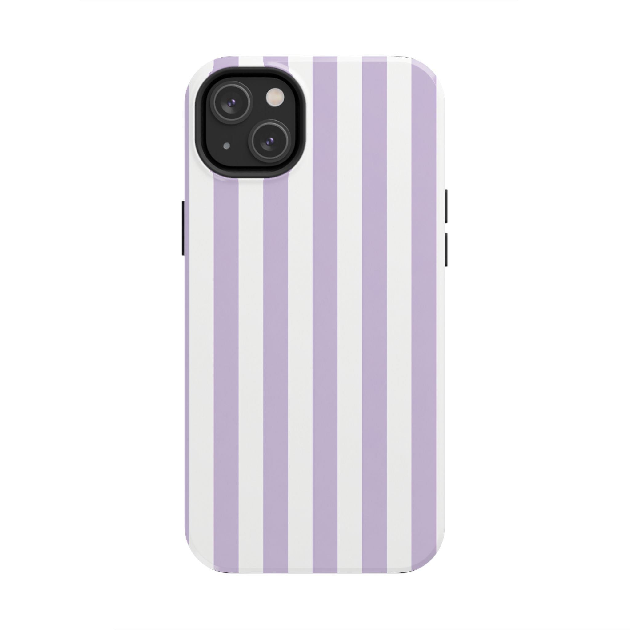 Lavender Mist Striped Tough Phone Case | Soft Purple & White Preppy iPhone Case