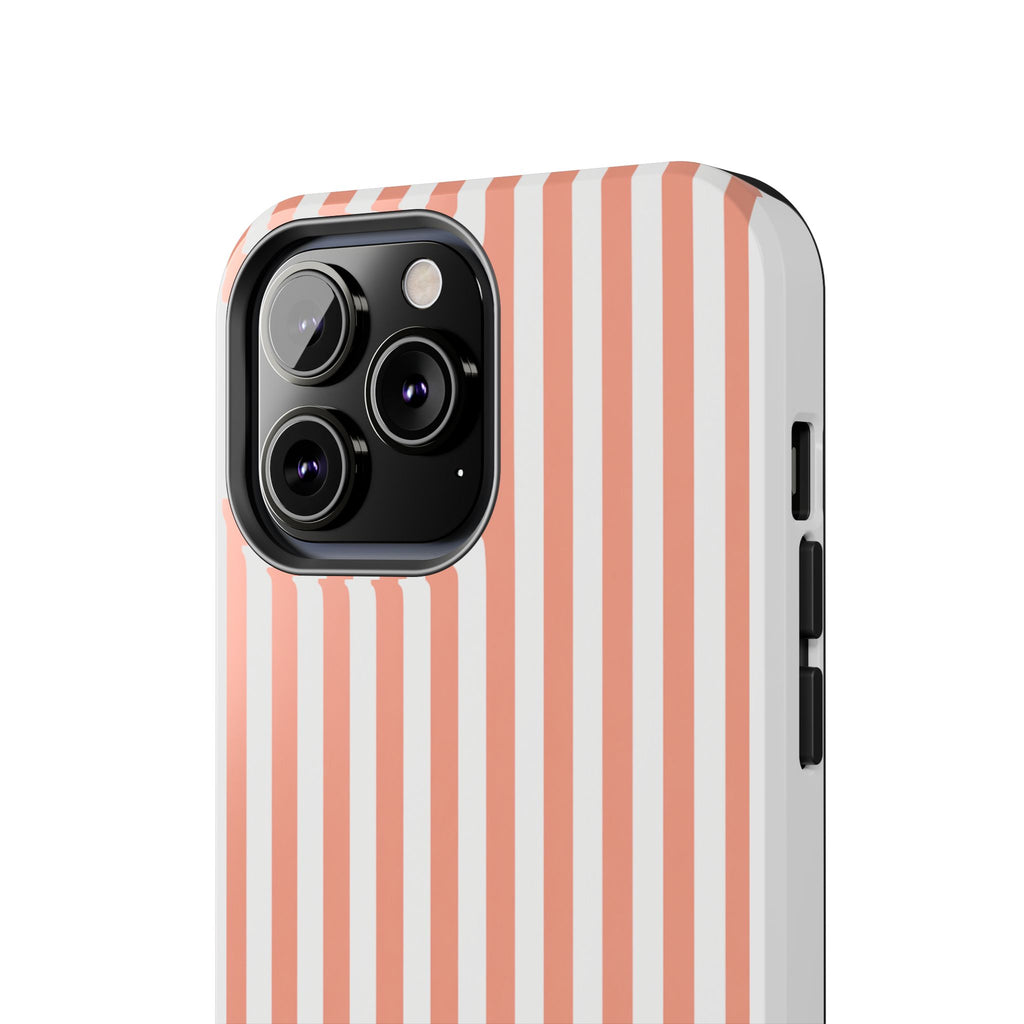 Coral Reef Striped Tough Phone Case | Coral & White Coastal iPhone Case