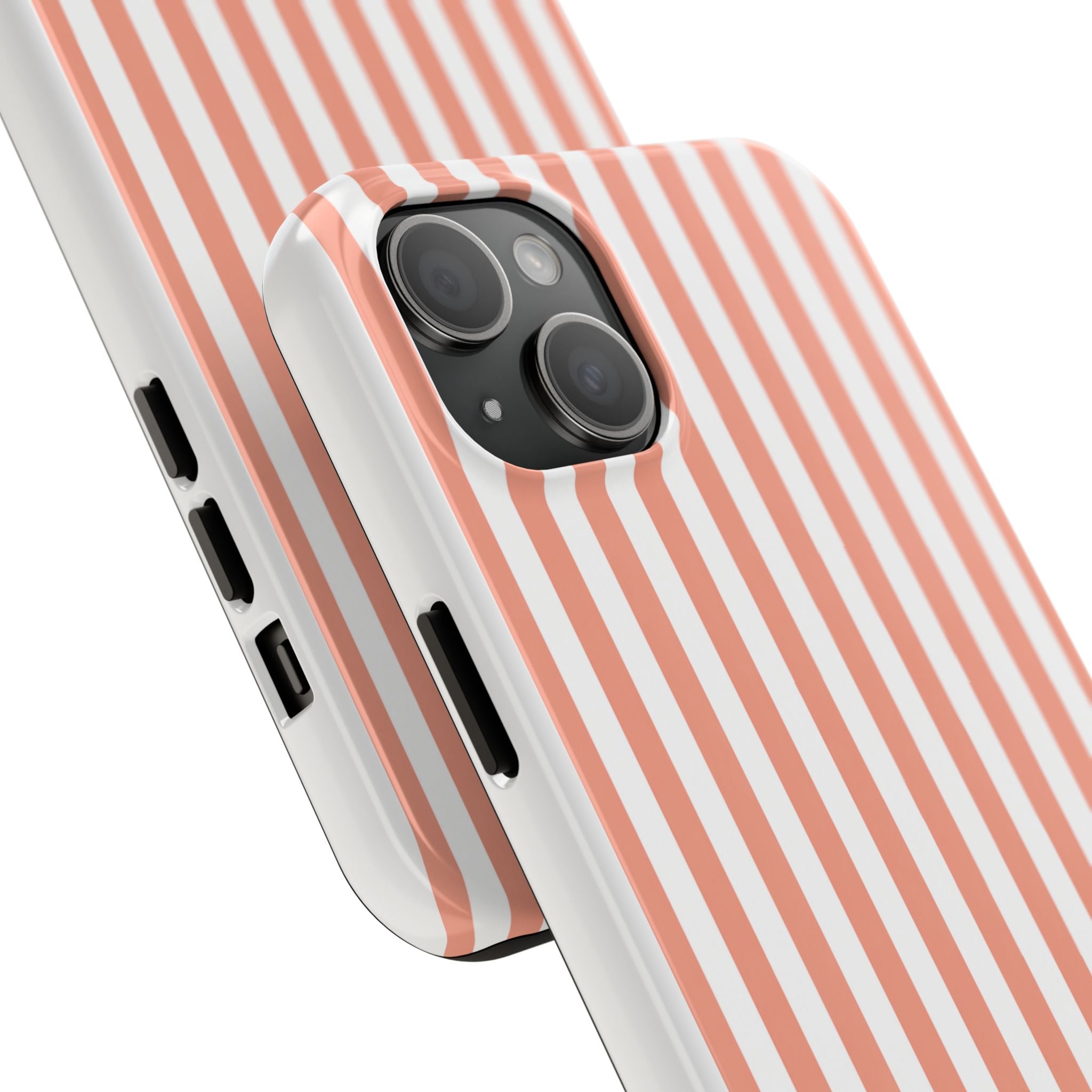 Coral Reef Striped Tough Phone Case | Coral & White Coastal iPhone Case