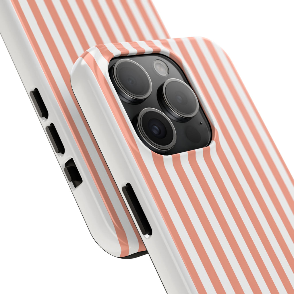 Coral Reef Striped Tough Phone Case | Coral & White Coastal iPhone Case