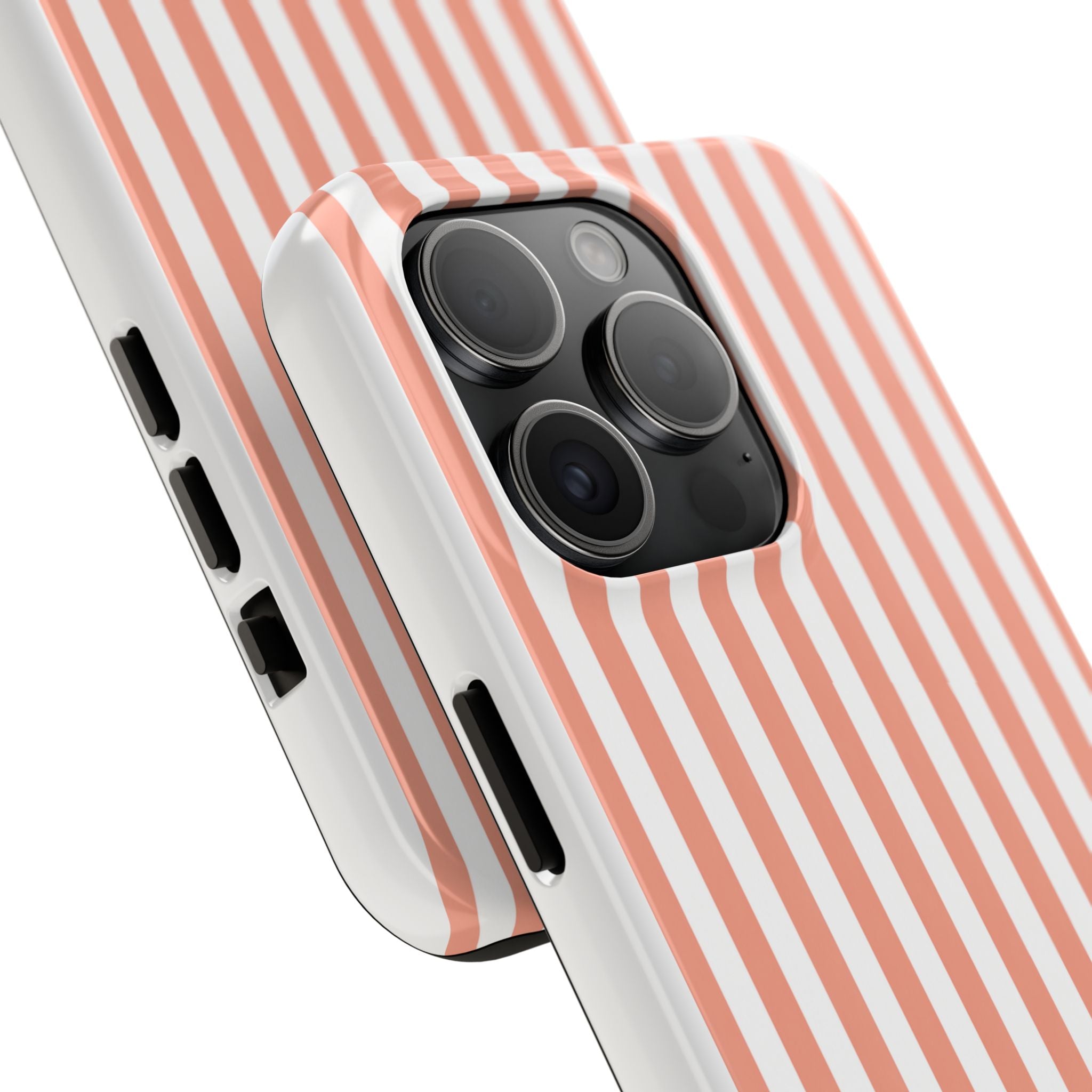 Coral Reef Striped Tough Phone Case | Coral & White Coastal iPhone Case