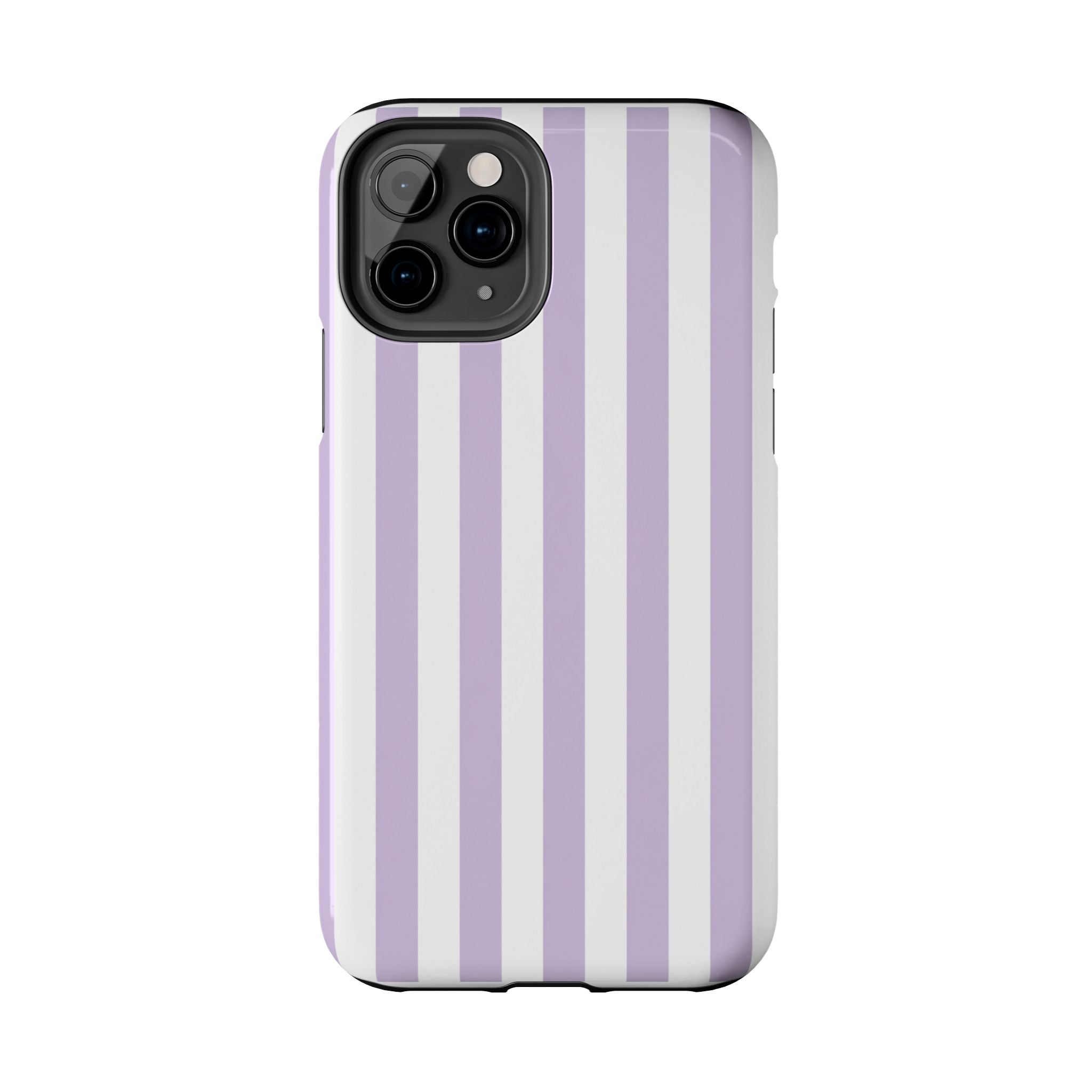 Lavender Mist Striped Tough Phone Case | Soft Purple & White Preppy iPhone Case