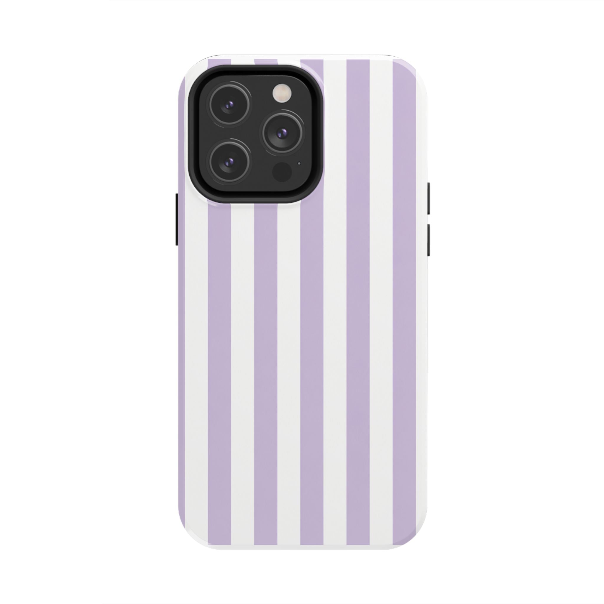 Lavender Mist Striped Tough Phone Case | Soft Purple & White Preppy iPhone Case