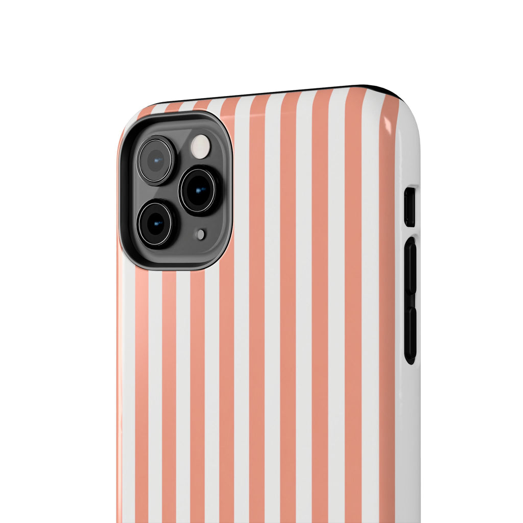 Coral Reef Striped Tough Phone Case | Coral & White Coastal iPhone Case