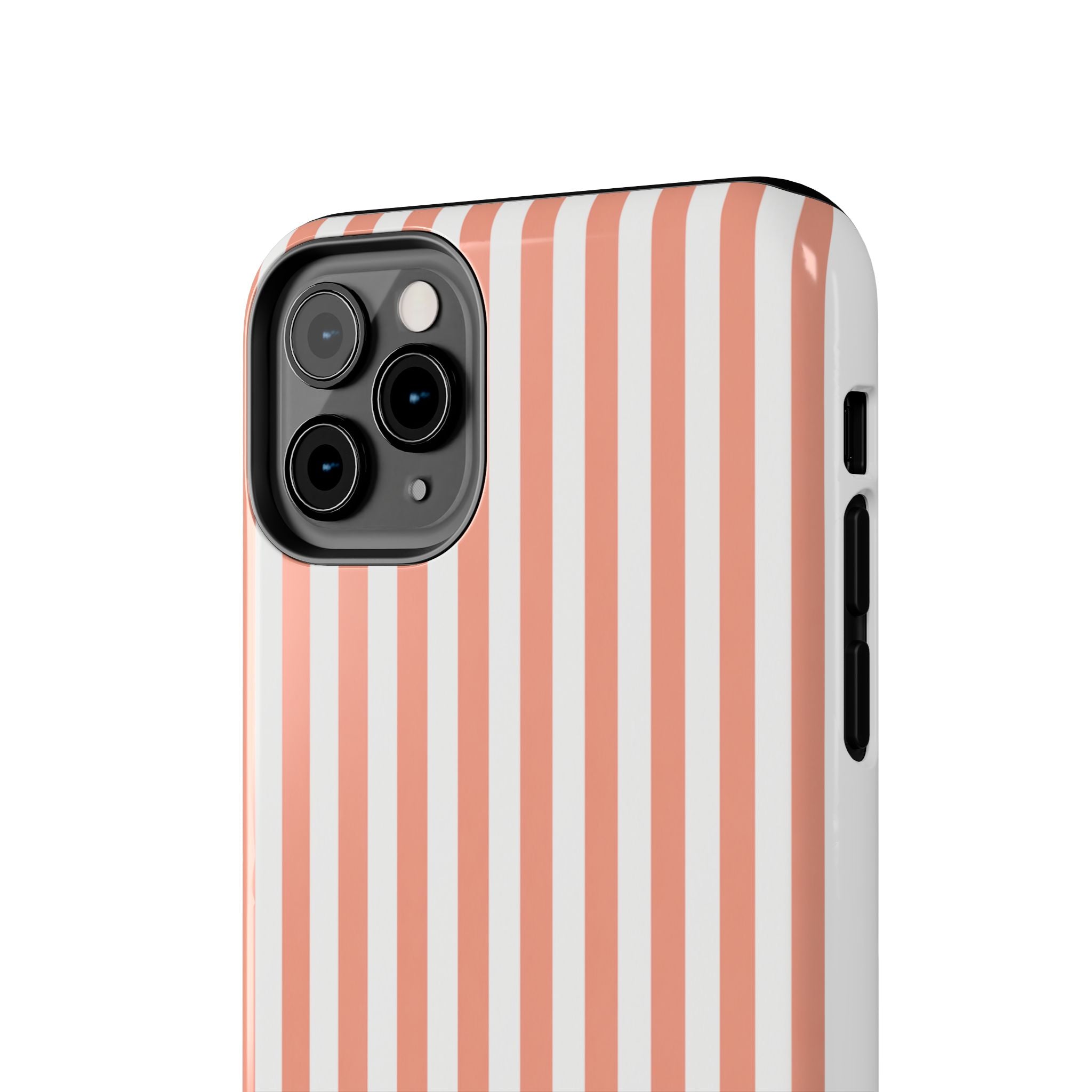 Coral Reef Striped Tough Phone Case | Coral & White Coastal iPhone Case