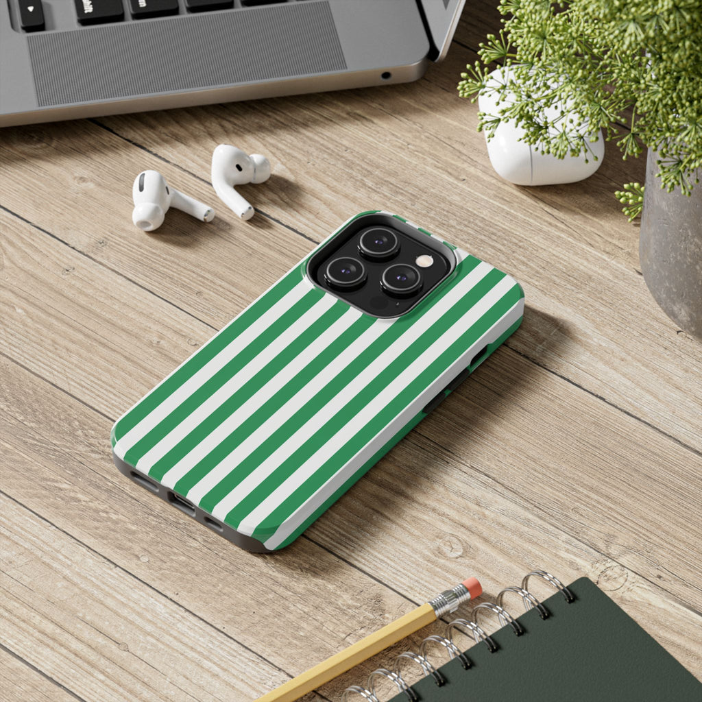 Kelly Green Striped Tough Phone Case