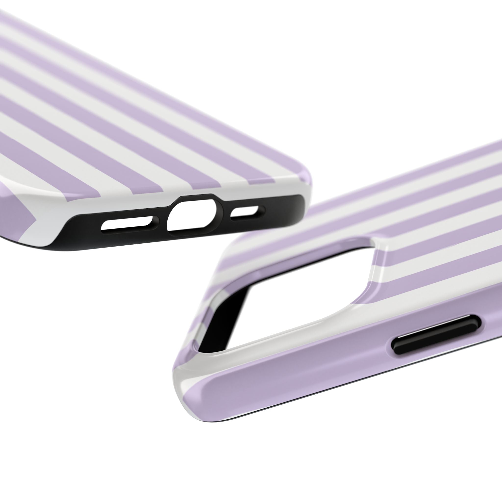 Lavender Mist Striped Tough Phone Case | Soft Purple & White Preppy iPhone Case