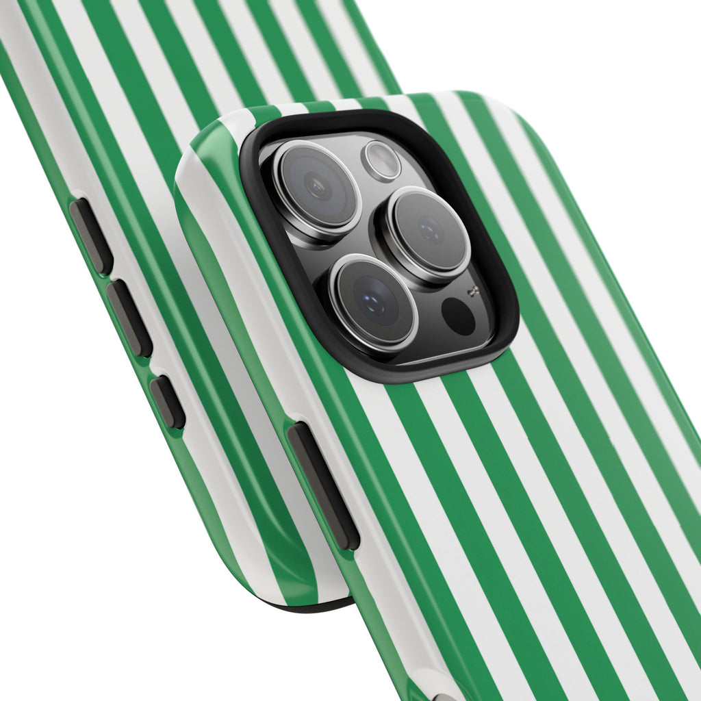 Kelly Green Striped Tough Phone Case