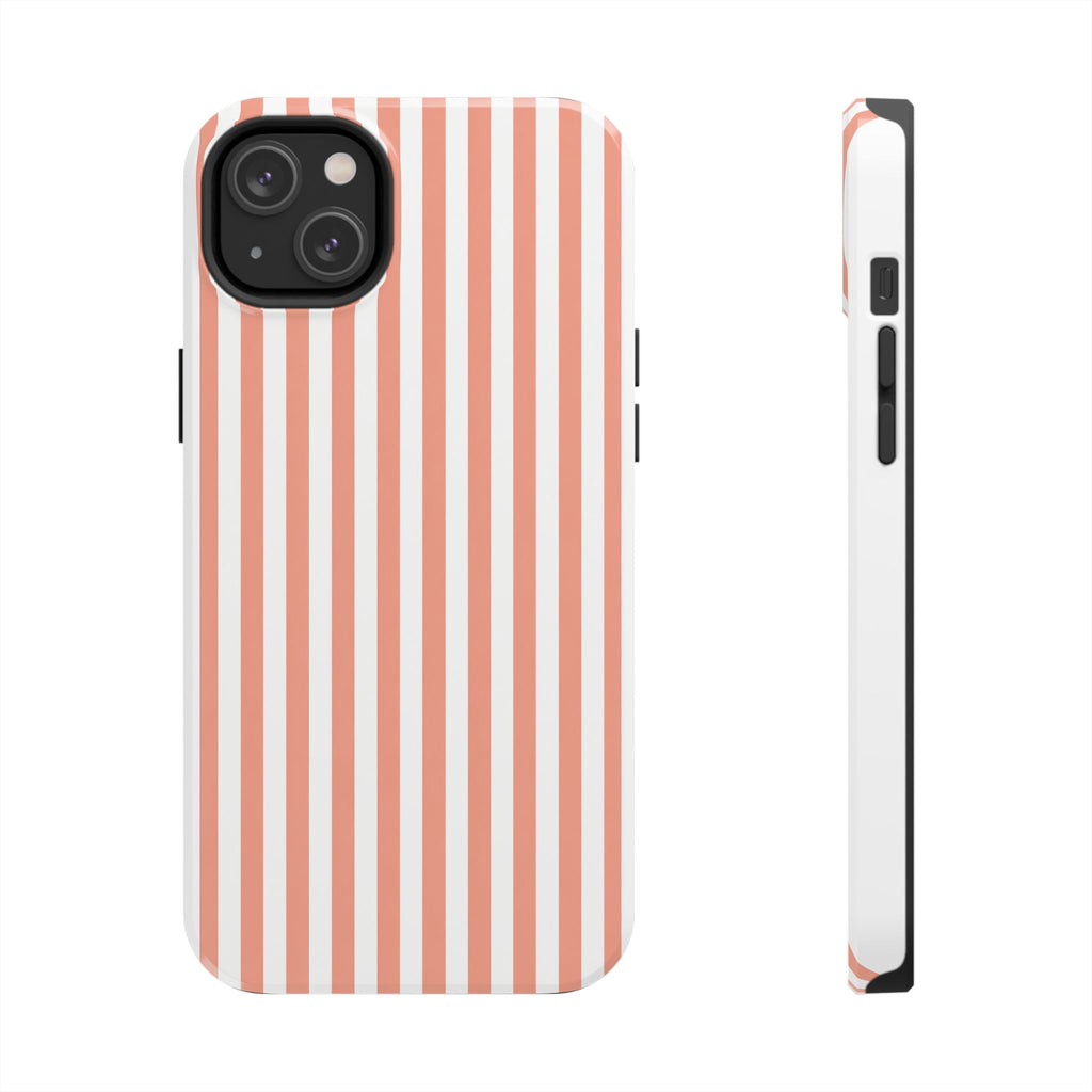 Coral Reef Striped Tough Phone Case | Coral & White Coastal iPhone Case