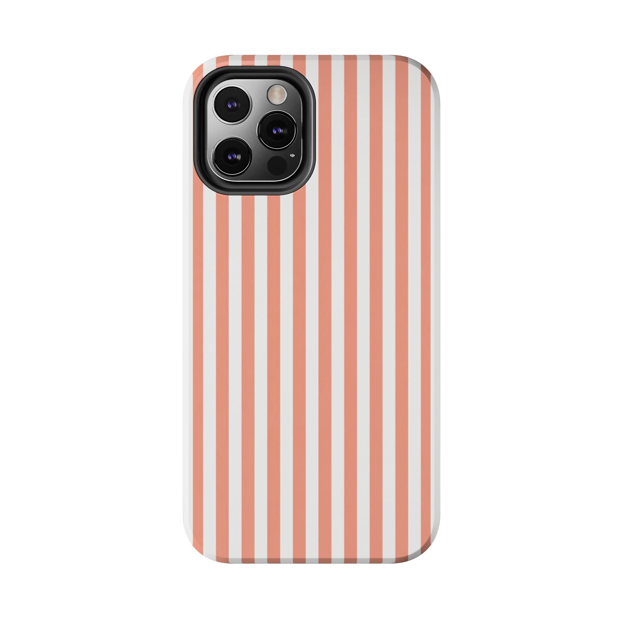 Coral Reef Striped Tough Phone Case | Coral & White Coastal iPhone Case