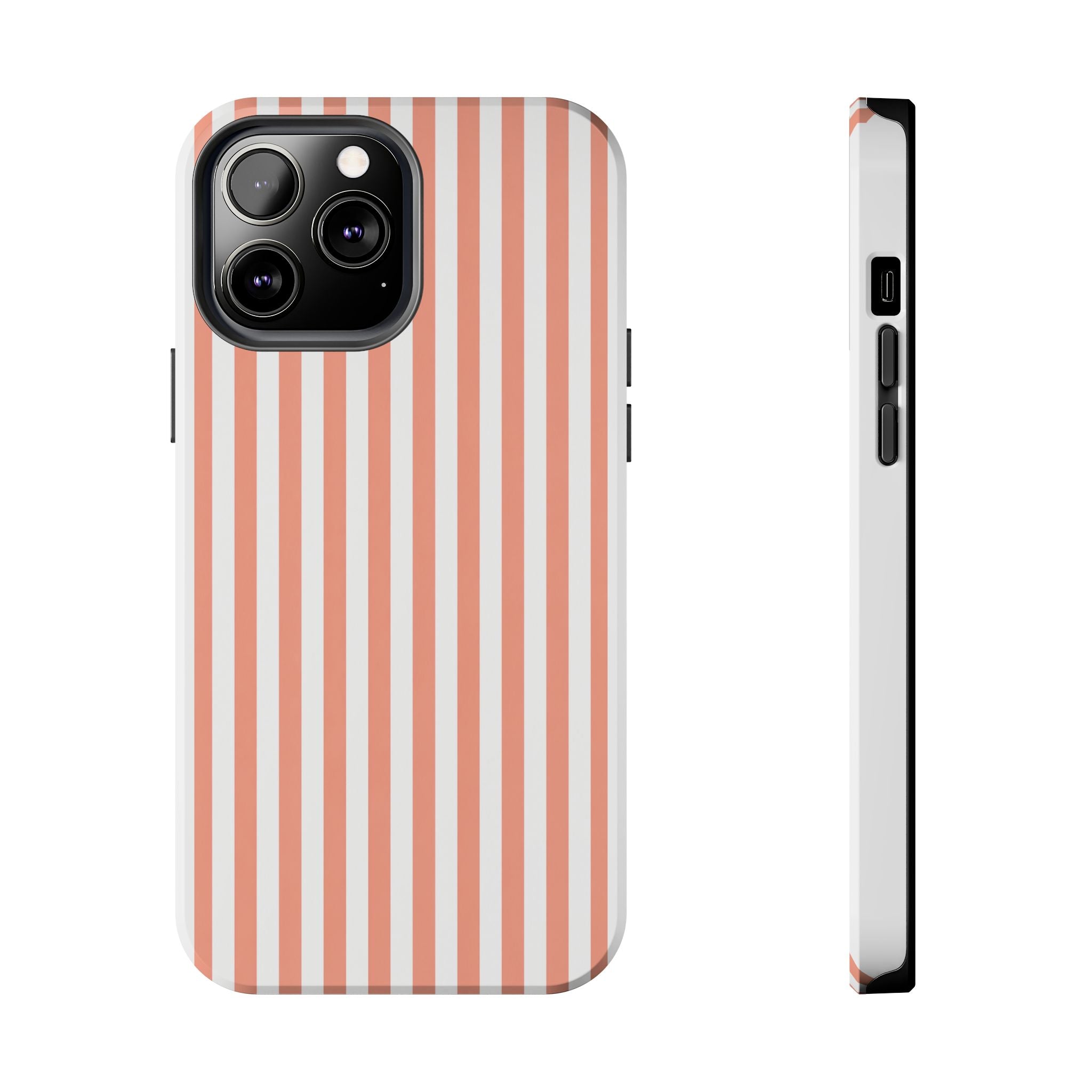 Coral Reef Striped Tough Phone Case | Coral & White Coastal iPhone Case
