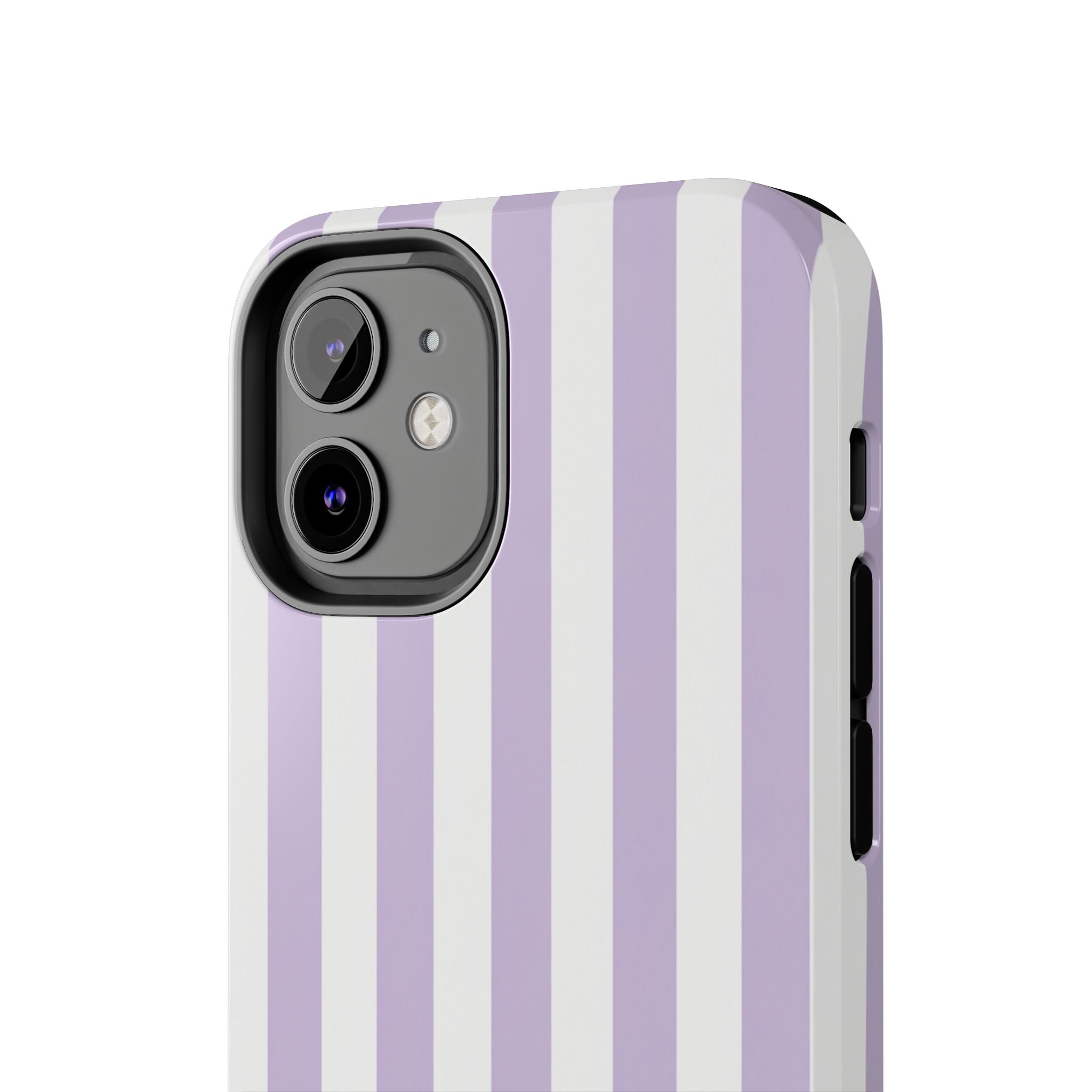 Lavender Mist Striped Tough Phone Case | Soft Purple & White Preppy iPhone Case