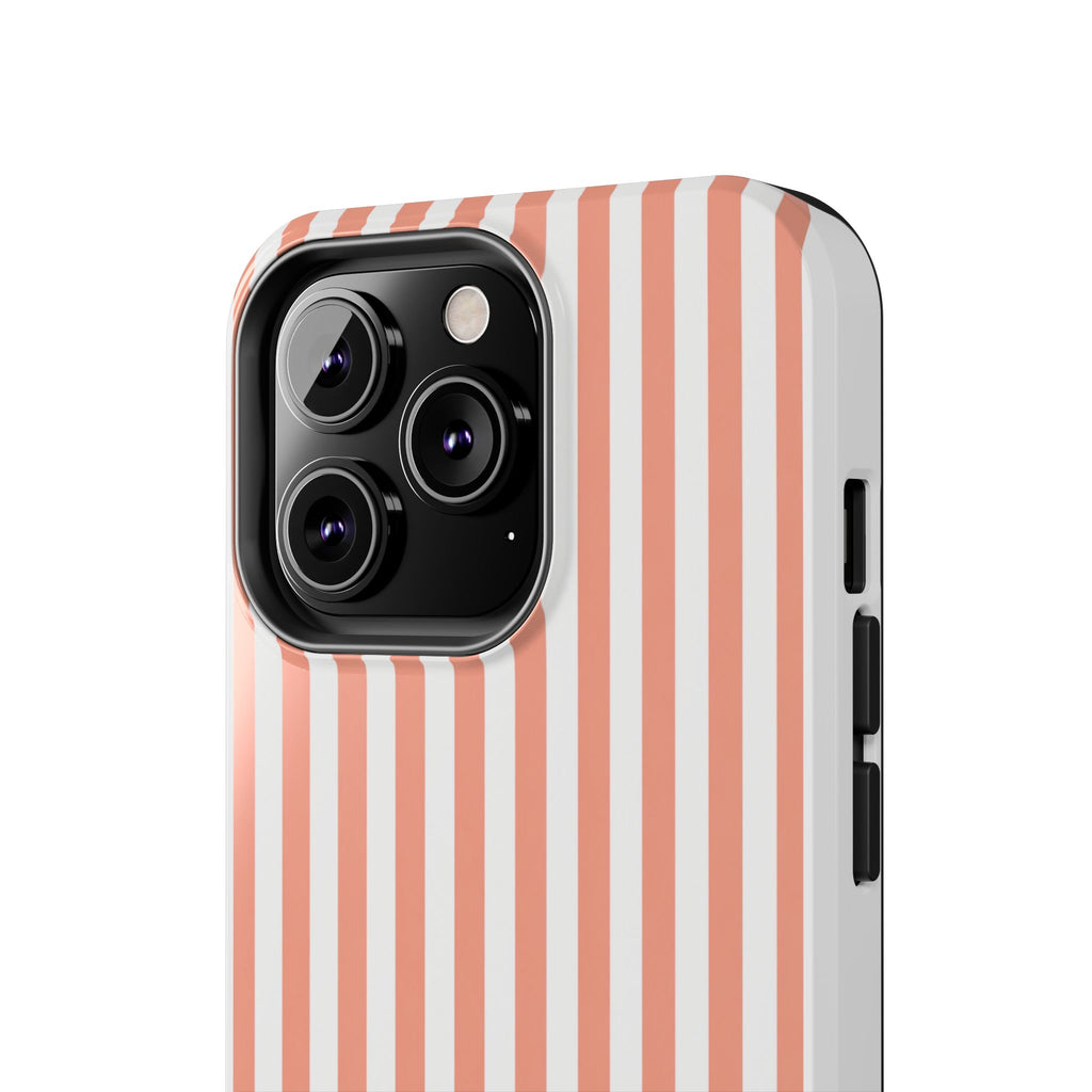 Coral Reef Striped Tough Phone Case | Coral & White Coastal iPhone Case