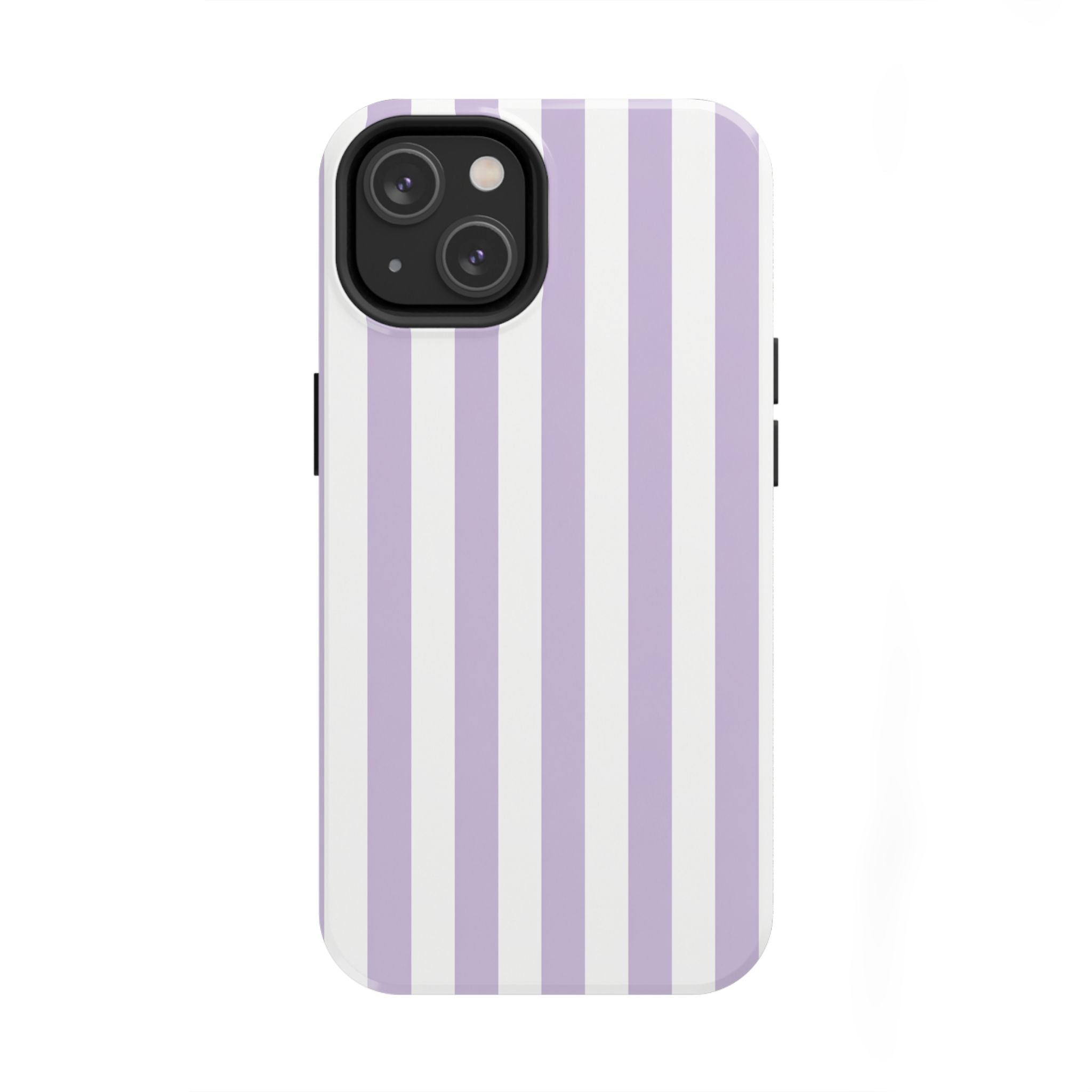 Lavender Mist Striped Tough Phone Case | Soft Purple & White Preppy iPhone Case