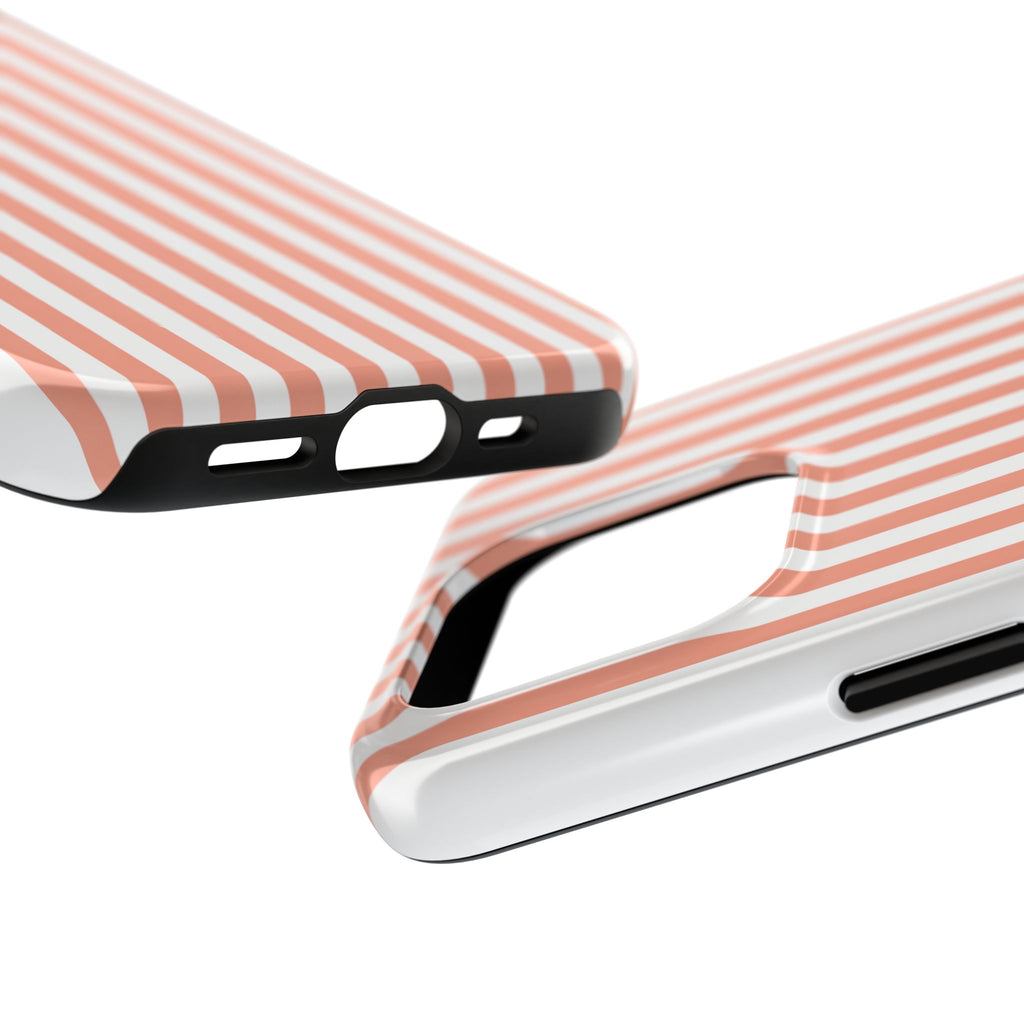Coral Reef Striped Tough Phone Case | Coral & White Coastal iPhone Case
