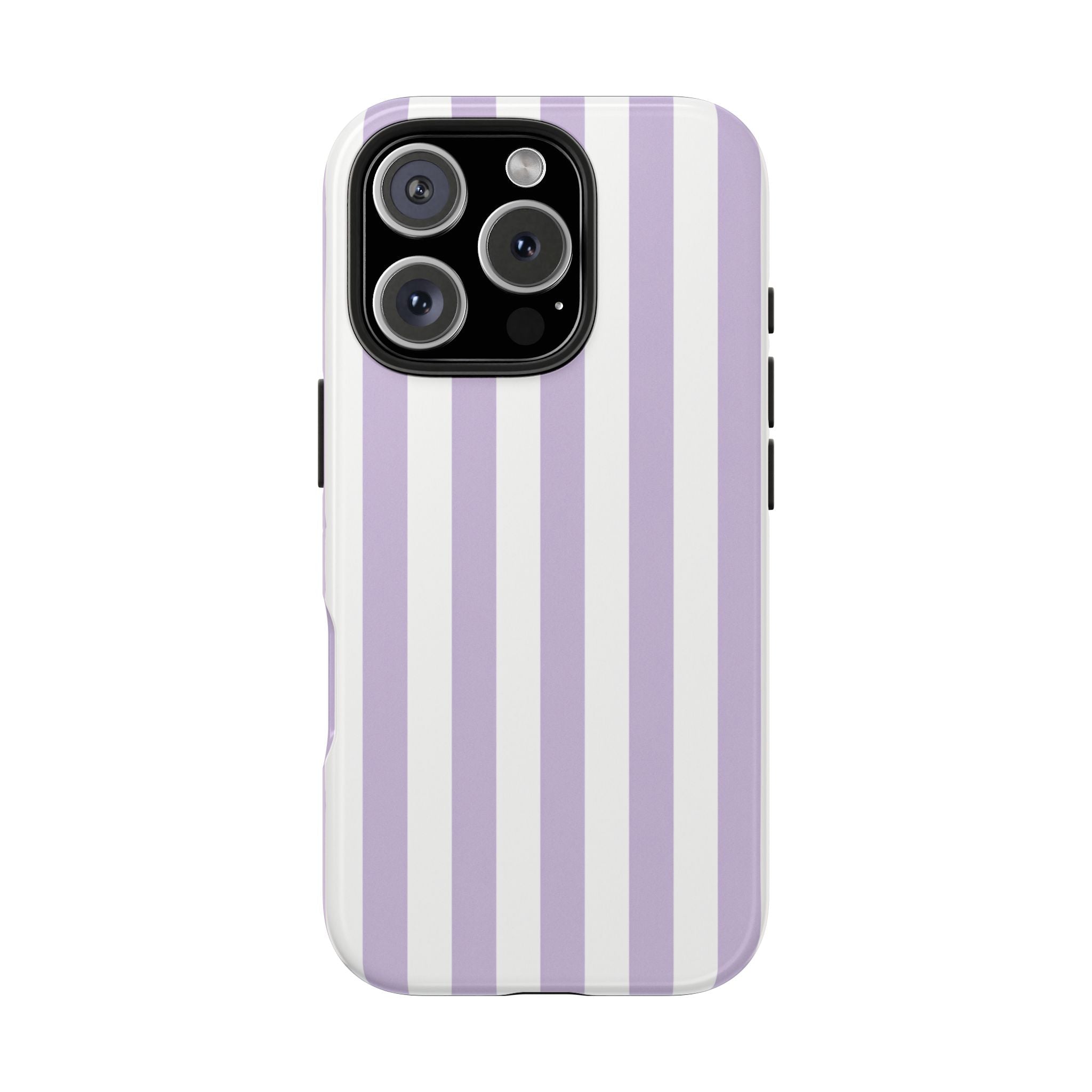 Lavender Mist Striped Tough Phone Case | Soft Purple & White Preppy iPhone Case