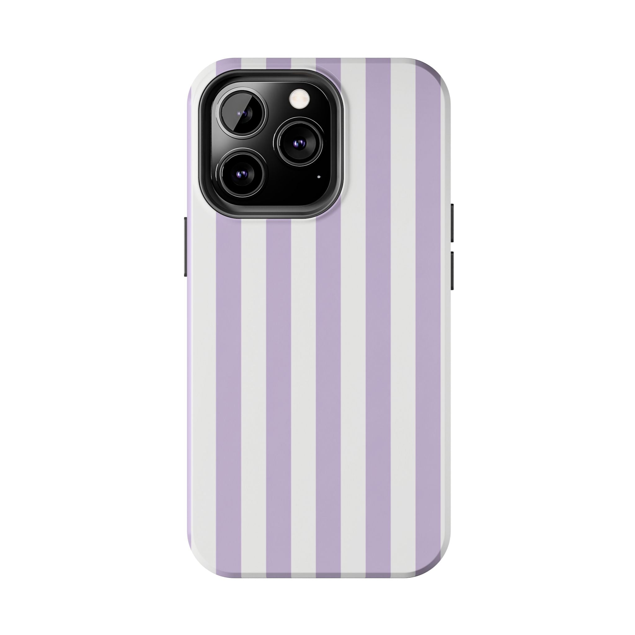 Lavender Mist Striped Tough Phone Case | Soft Purple & White Preppy iPhone Case