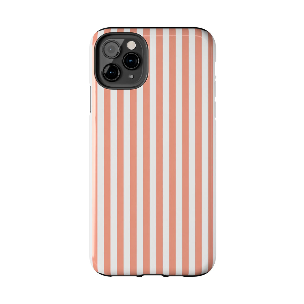 Coral Reef Striped Tough Phone Case | Coral & White Coastal iPhone Case