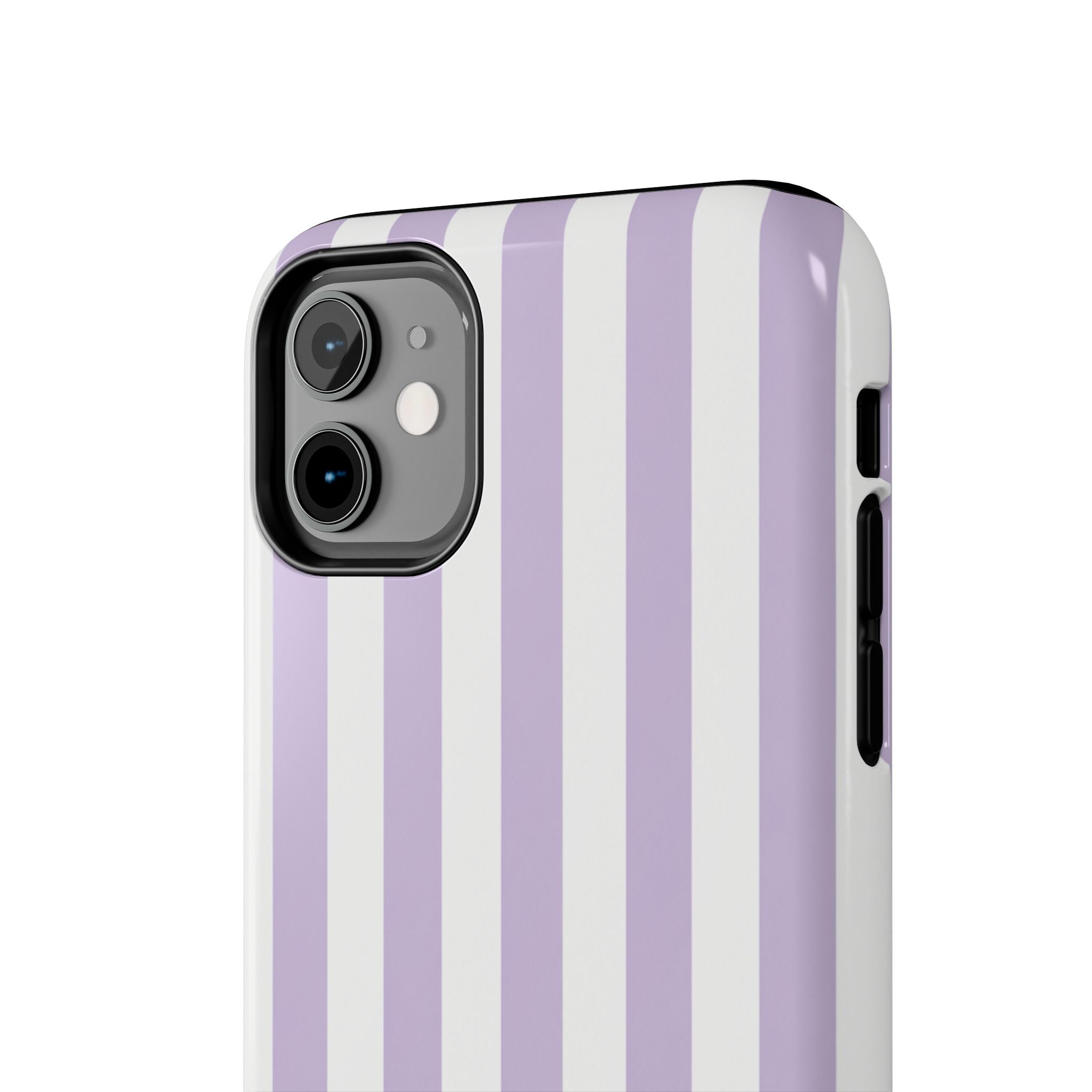 Lavender Mist Striped Tough Phone Case | Soft Purple & White Preppy iPhone Case