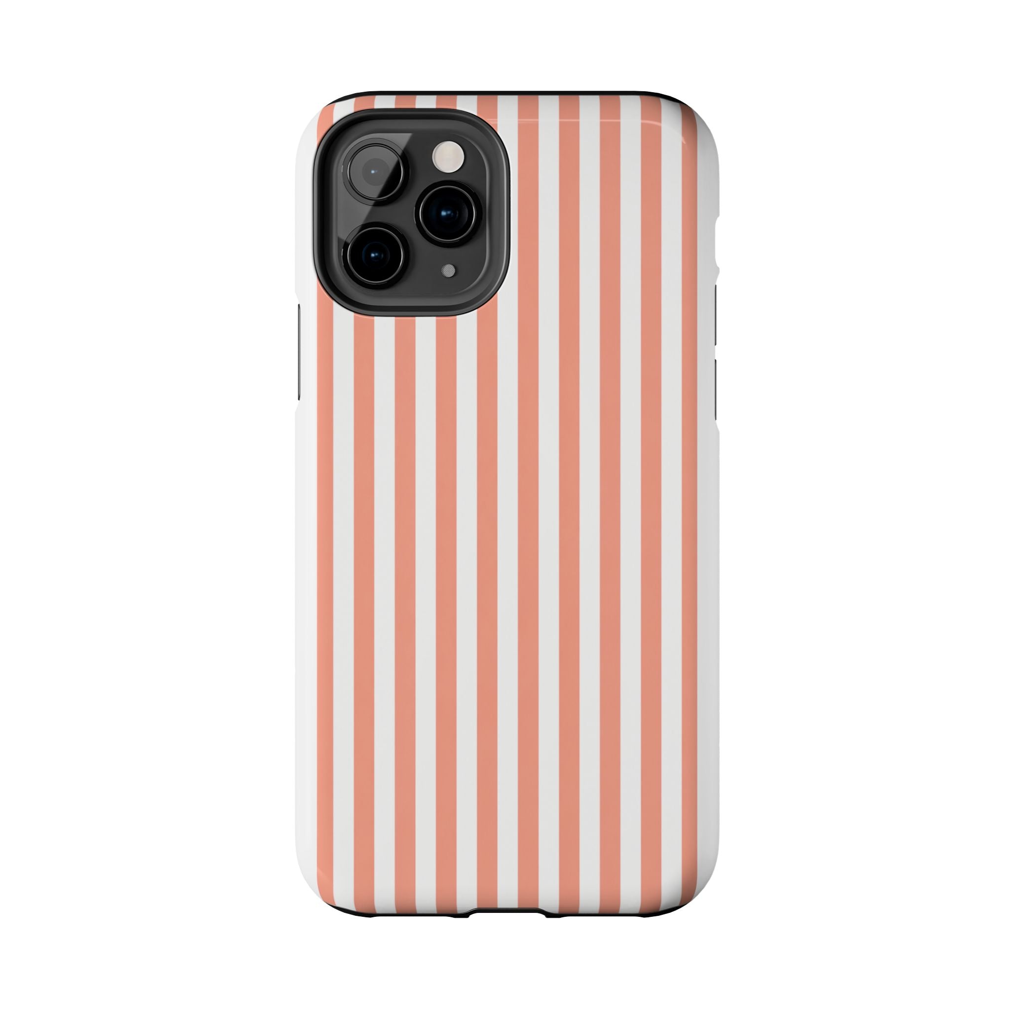Coral Reef Striped Tough Phone Case | Coral & White Coastal iPhone Case