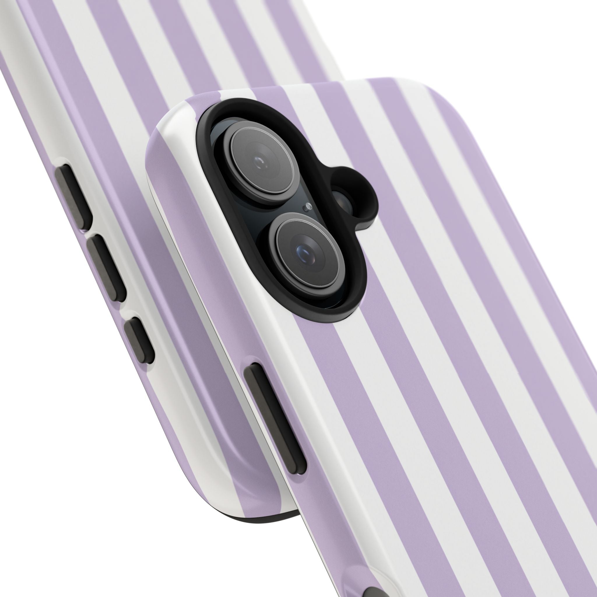 Lavender Mist Striped Tough Phone Case | Soft Purple & White Preppy iPhone Case