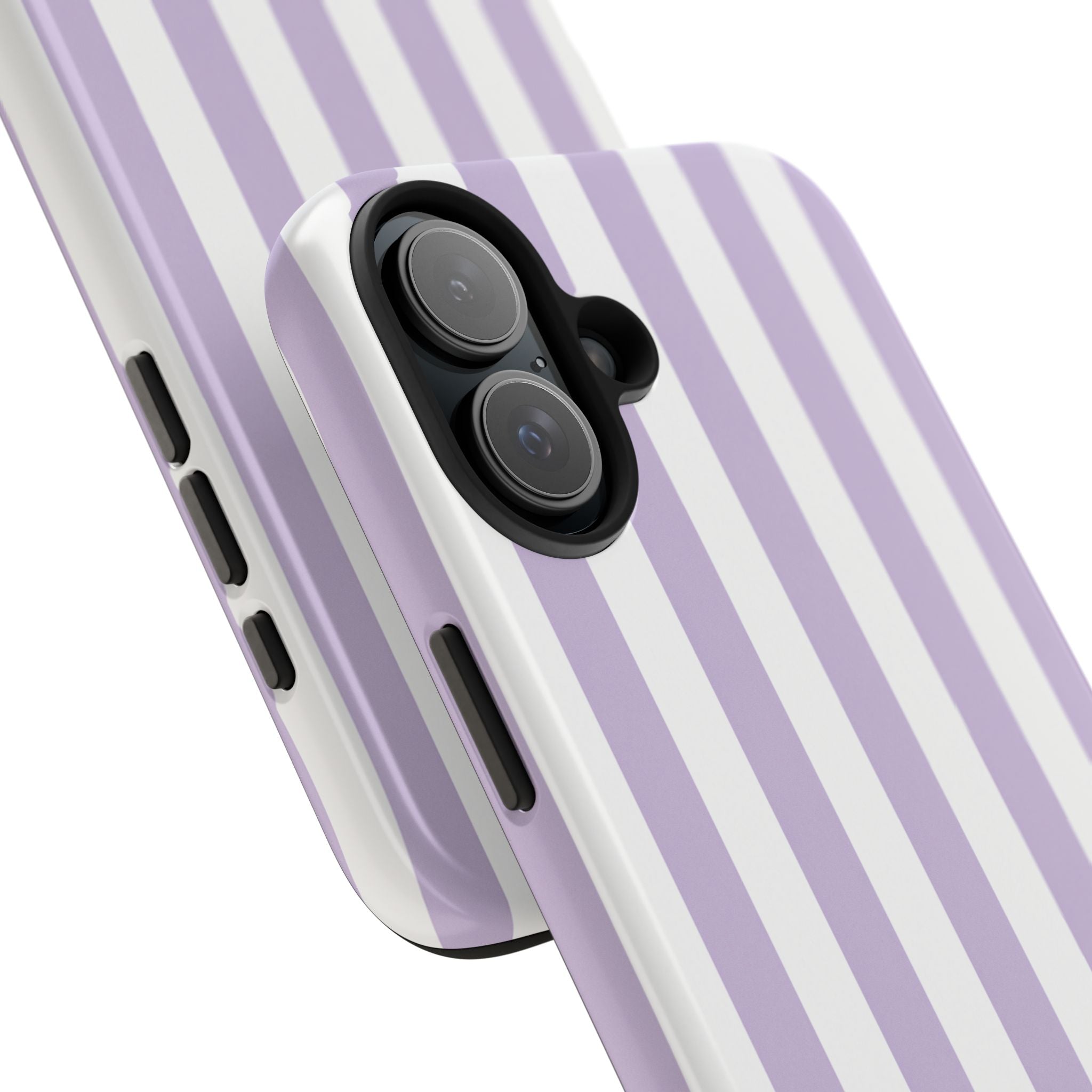 Lavender Mist Striped Tough Phone Case | Soft Purple & White Preppy iPhone Case