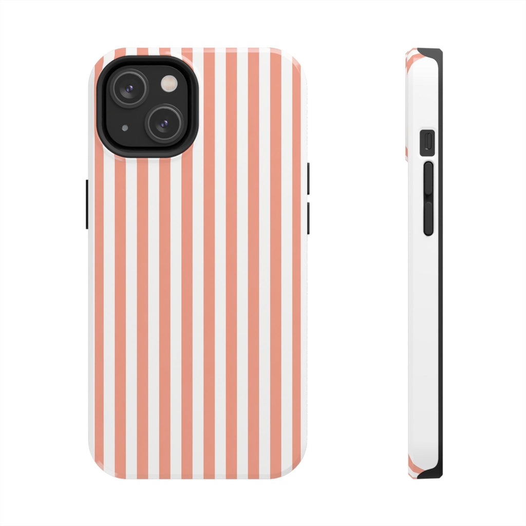 Coral Reef Striped Tough Phone Case | Coral & White Coastal iPhone Case