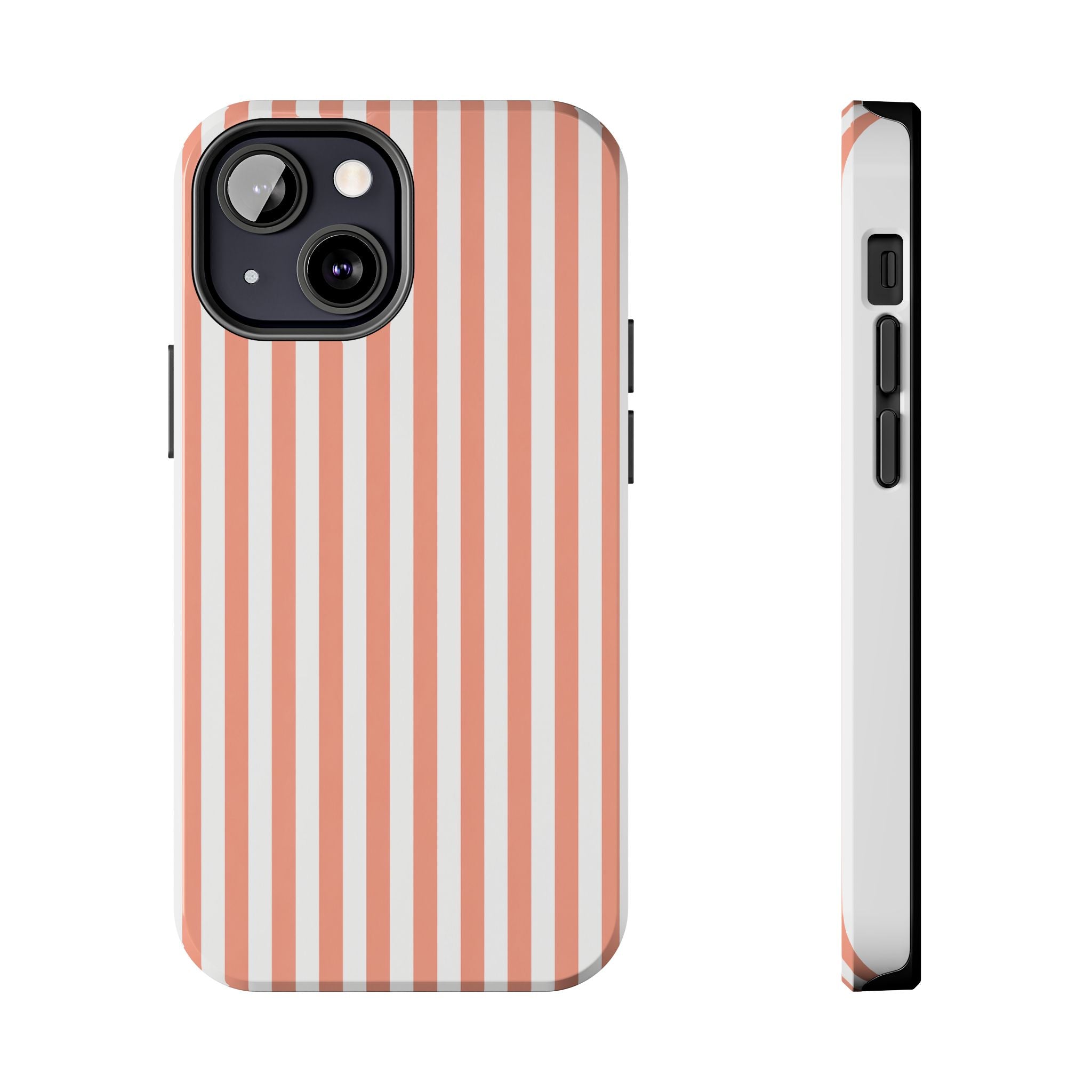 Coral Reef Striped Tough Phone Case | Coral & White Coastal iPhone Case