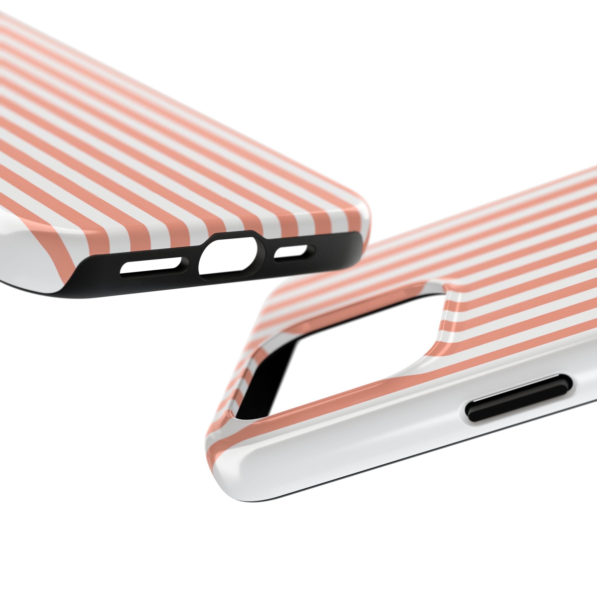 Coral Reef Striped Tough Phone Case | Coral & White Coastal iPhone Case