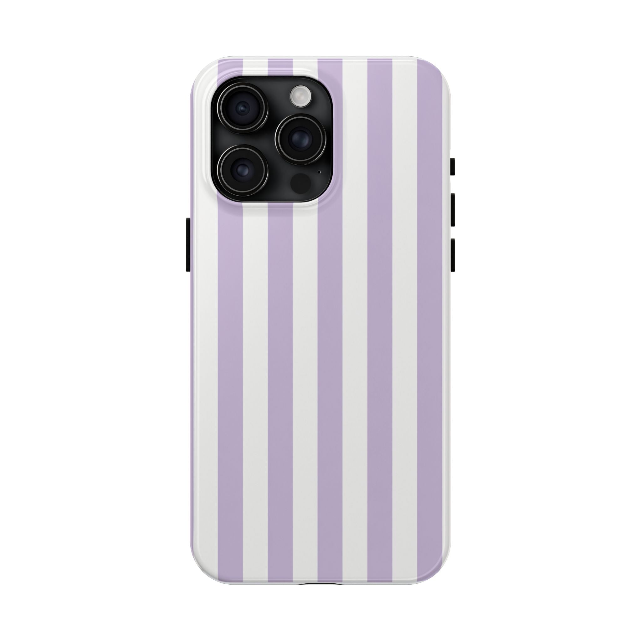 Lavender Mist Striped Tough Phone Case | Soft Purple & White Preppy iPhone Case