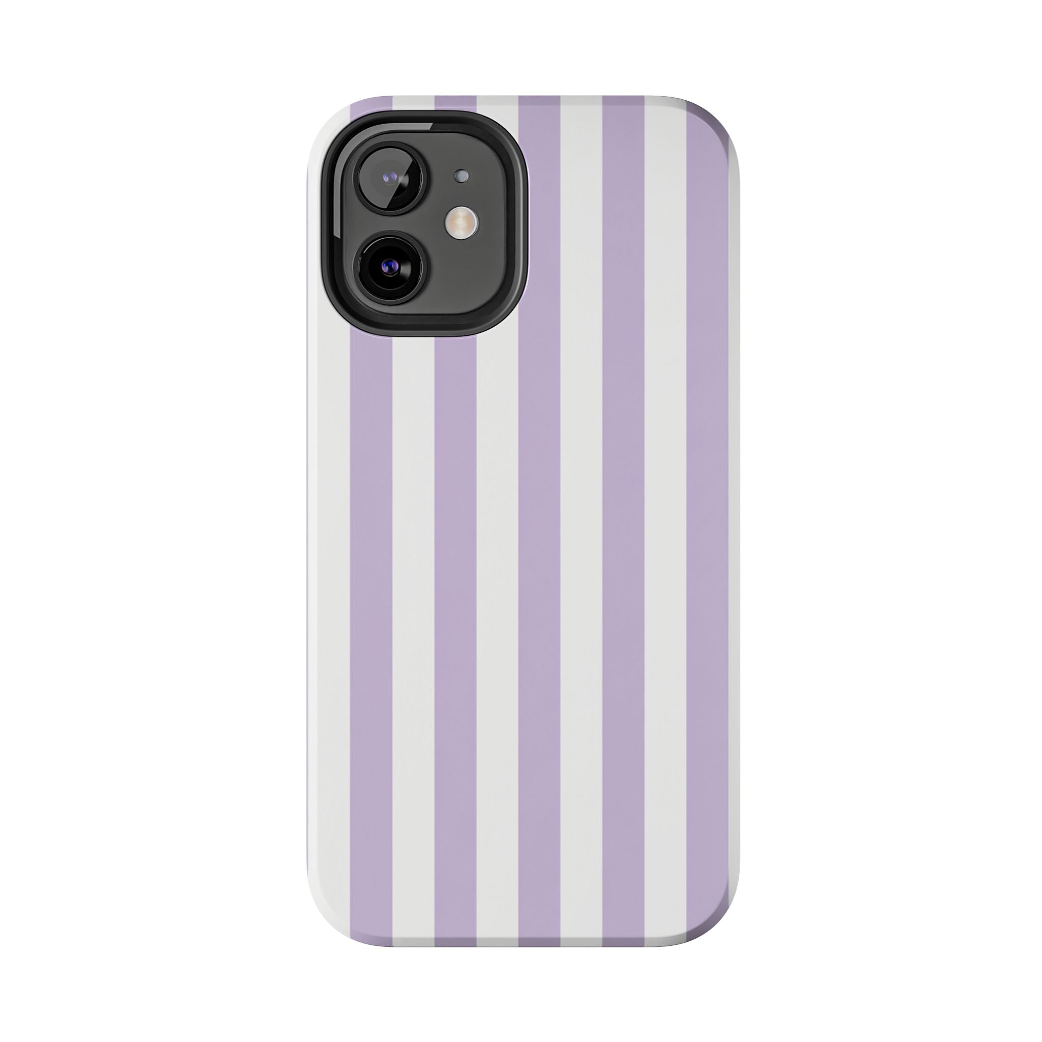 Lavender Mist Striped Tough Phone Case | Soft Purple & White Preppy iPhone Case