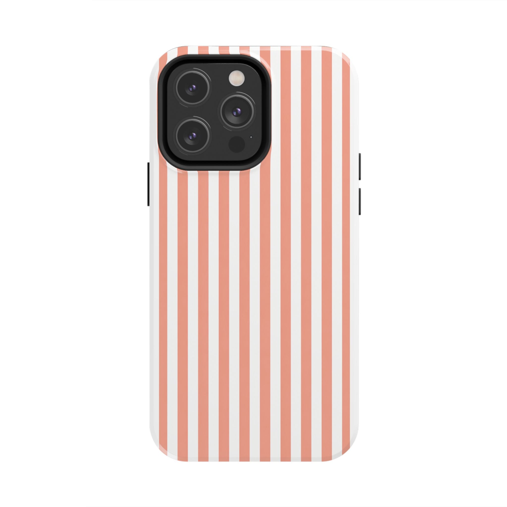 Coral Reef Striped Tough Phone Case | Coral & White Coastal iPhone Case
