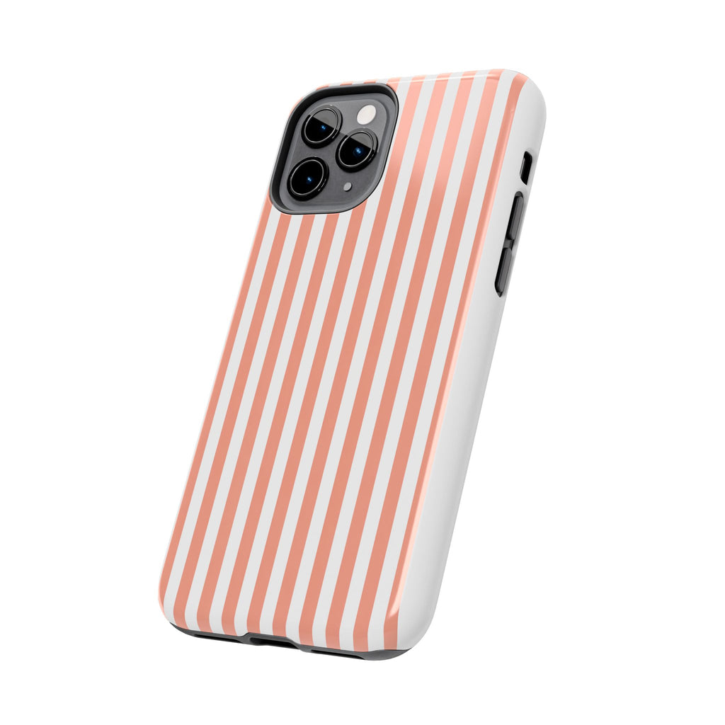 Coral Reef Striped Tough Phone Case | Coral & White Coastal iPhone Case