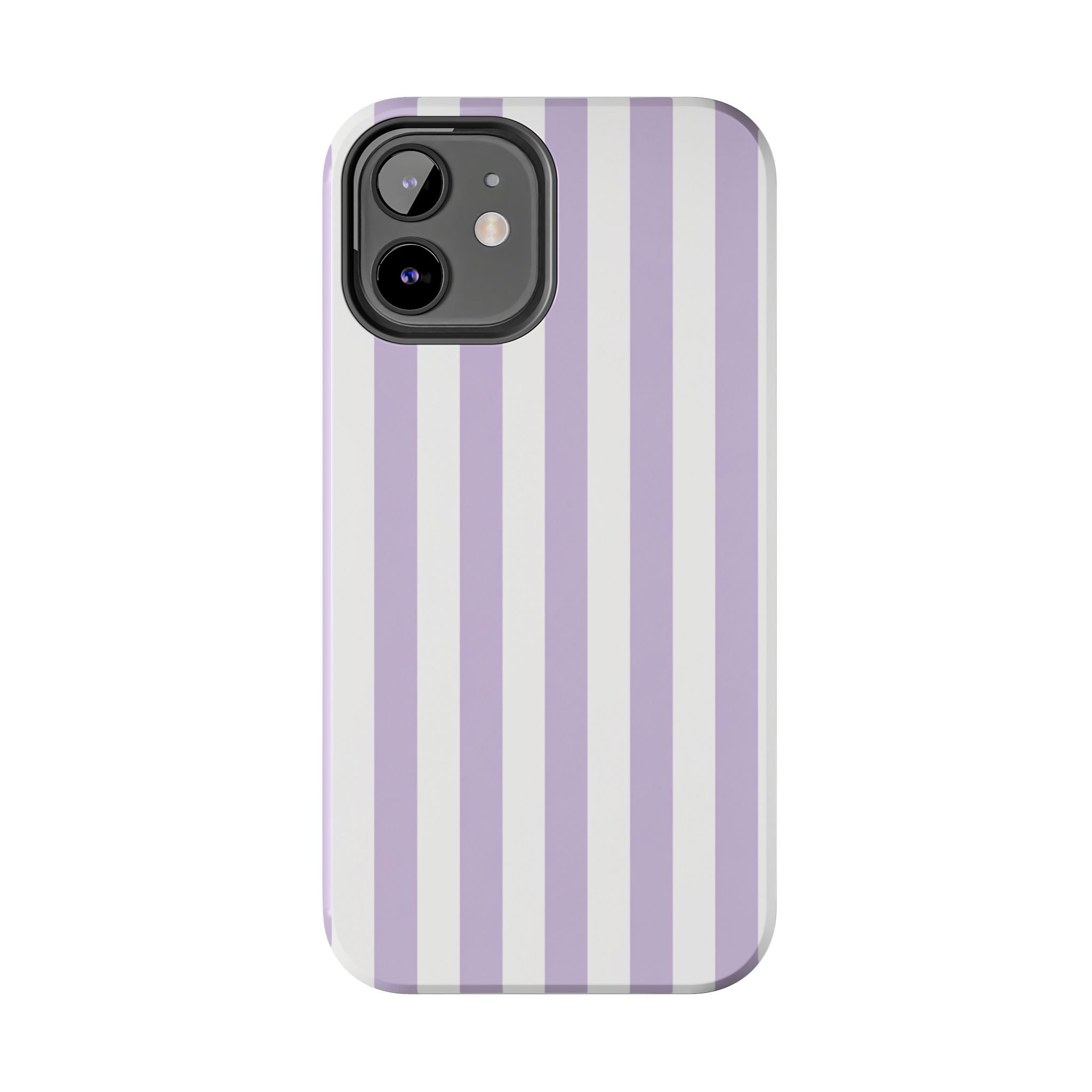 Lavender Mist Striped Tough Phone Case | Soft Purple & White Preppy iPhone Case