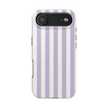 Lavender Mist Striped Tough Phone Case | Soft Purple & White Preppy iPhone Case