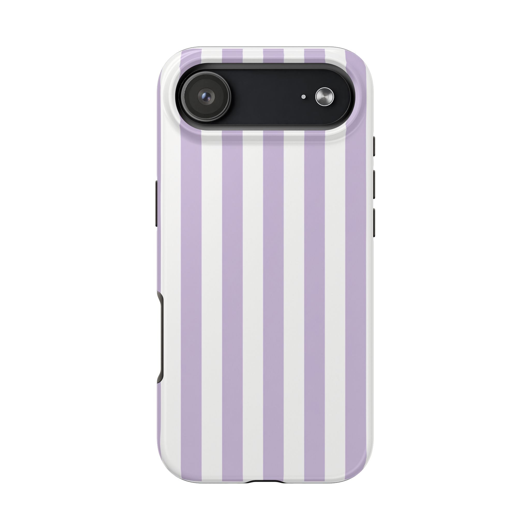 Lavender Mist Striped Tough Phone Case | Soft Purple & White Preppy iPhone Case
