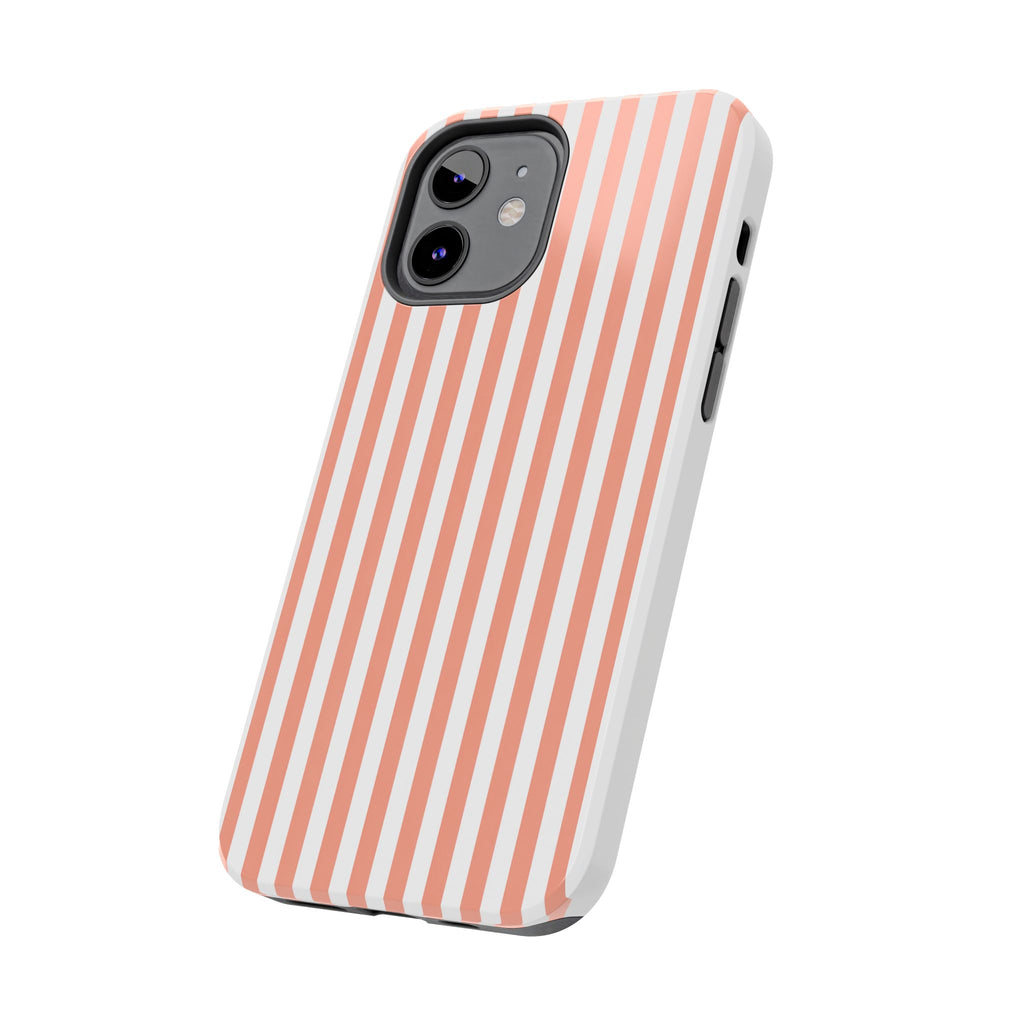Coral Reef Striped Tough Phone Case | Coral & White Coastal iPhone Case